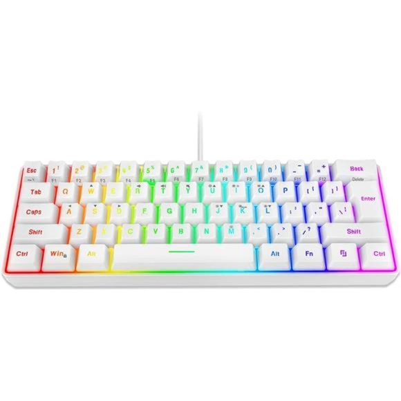 60% Wired Gaming Keyboard, 61 Keys RGB Backlit Wrist Rest Ultra-Compact Mini - Picture 1 of 6